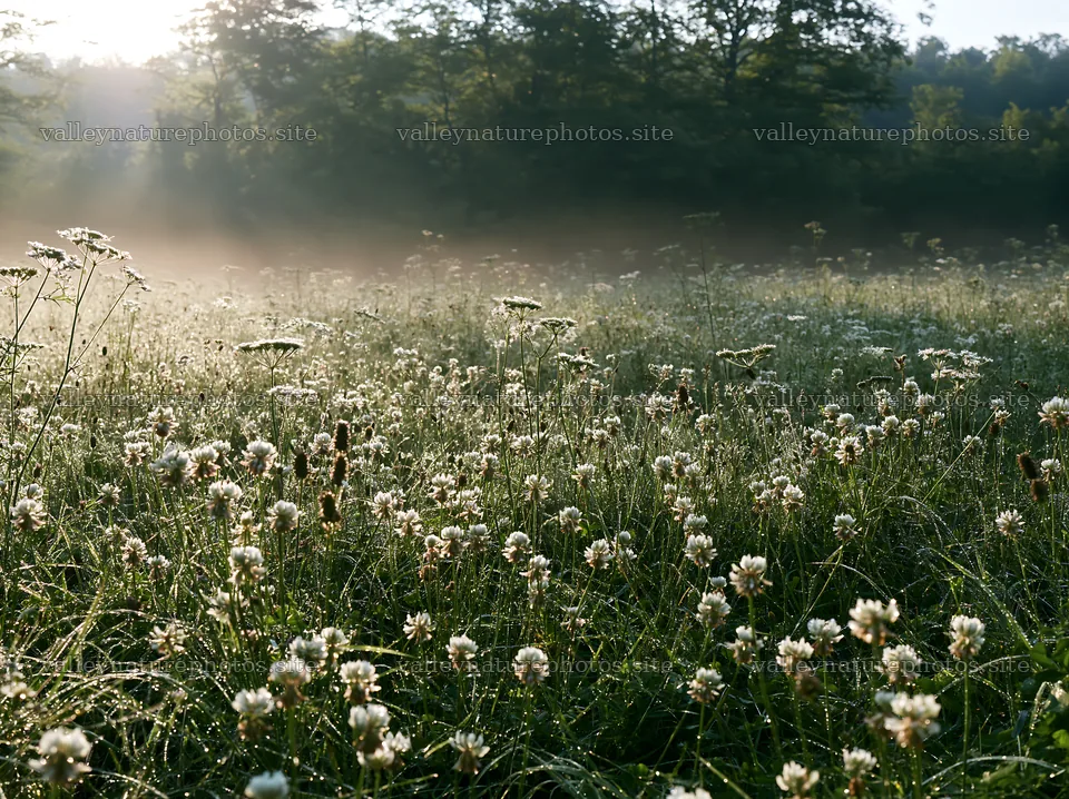 Morning mist over a meadow with wildflowers in spring – nature photography 9174x6866