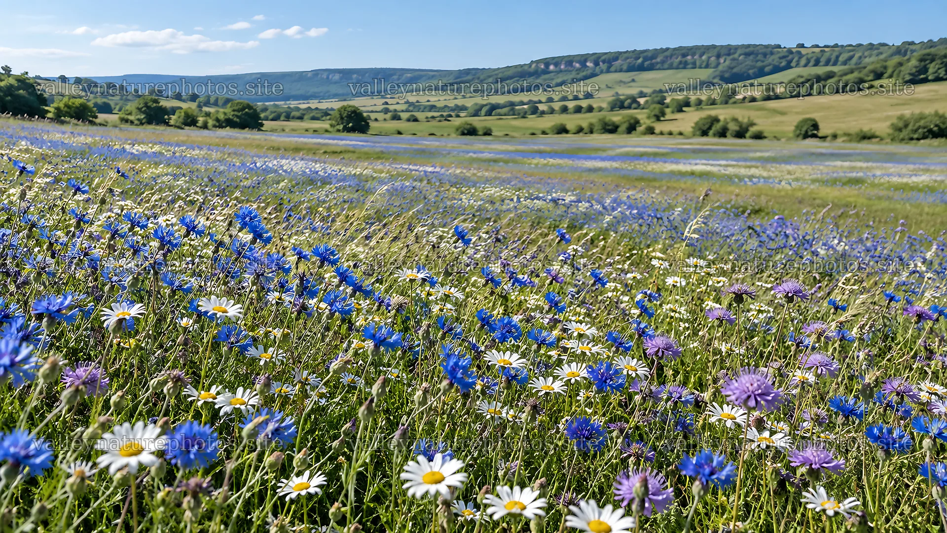 Wildflower Meadow in a Sunny Rolling Landscape – nature photography 10324x5812