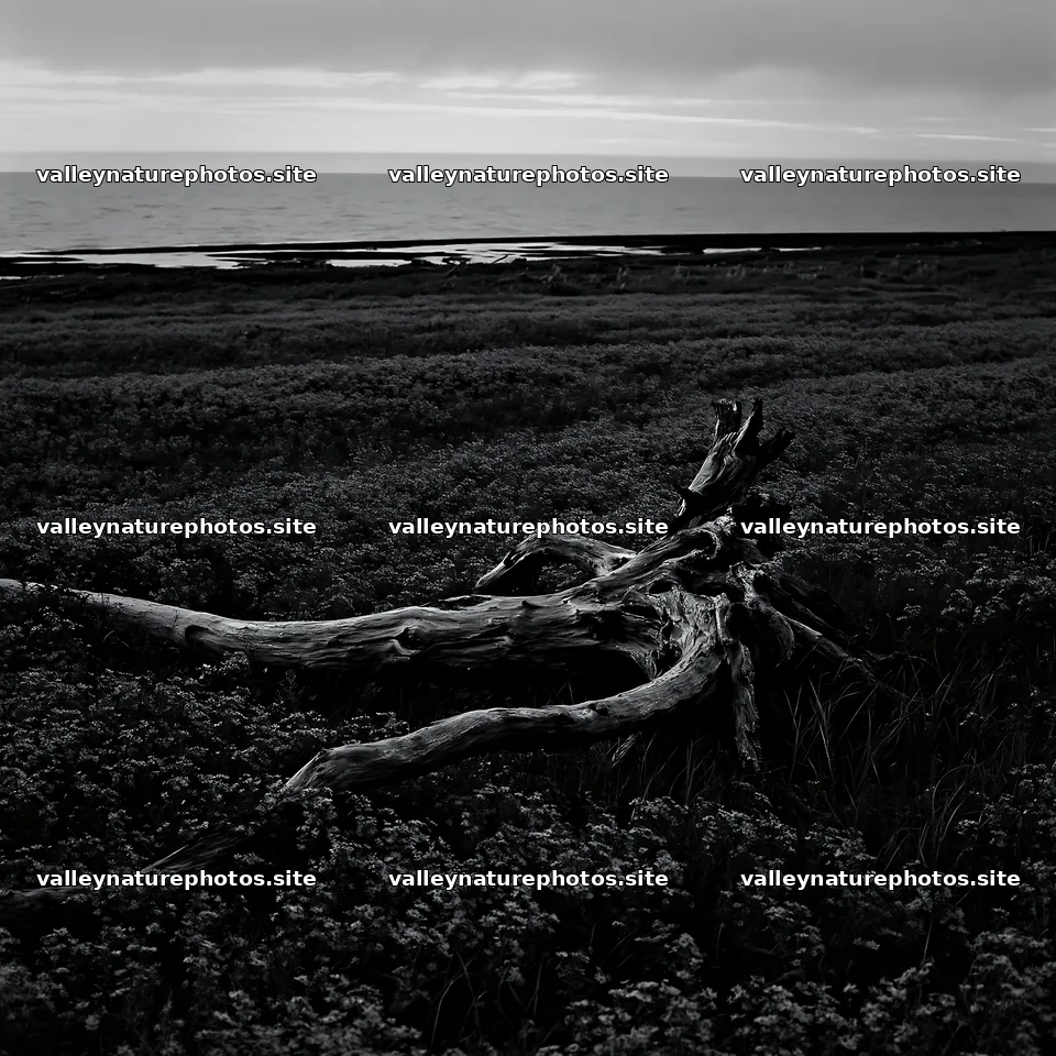 Ishikawa coastal meadow storm washed driftwood in the landscape – nature photography 7938x7938