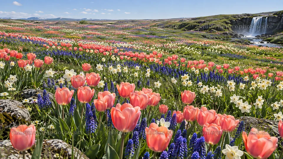 Spring Bulbs Bloom Across a Rocky Meadow – nature photography 10324x5812