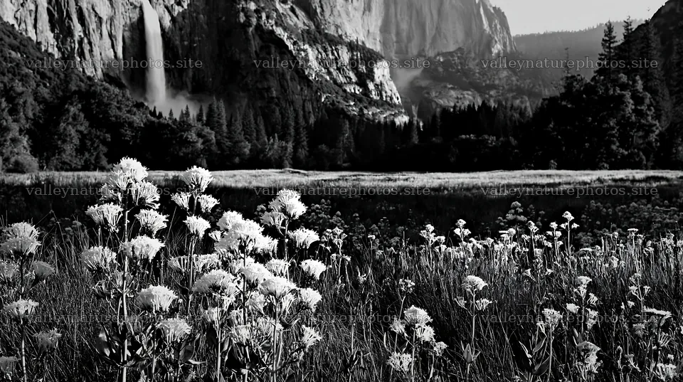 Wildflowers near waterfall in summer meadow – nature photography 10608x5938