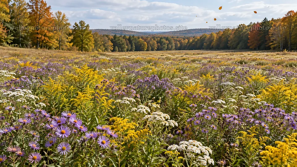 Wildflower Meadow in an Autumn Forest Clearing – nature photography 10324x5812