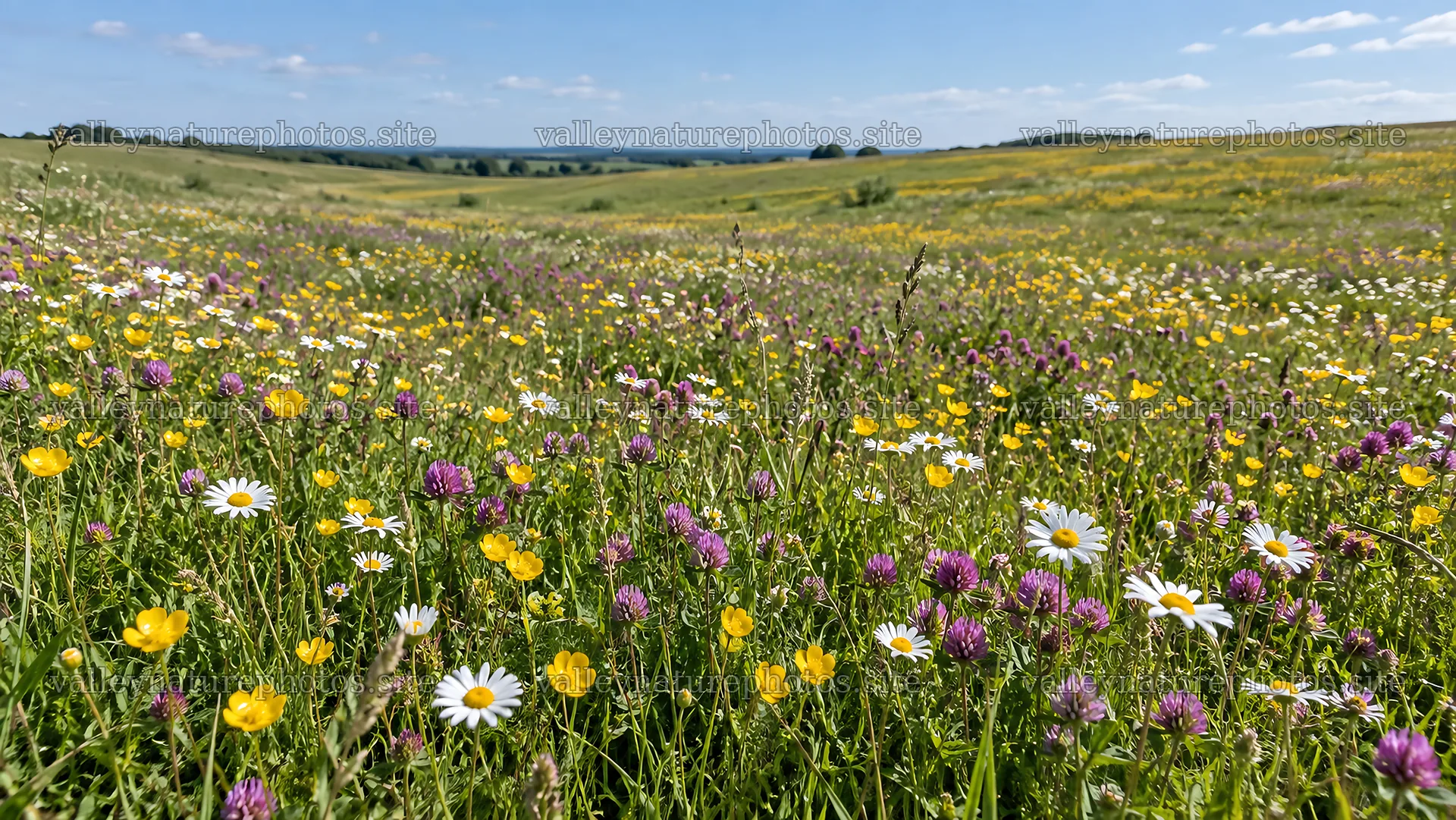 Wildflowers Across a Sunny Meadow – nature photography 10324x5812
