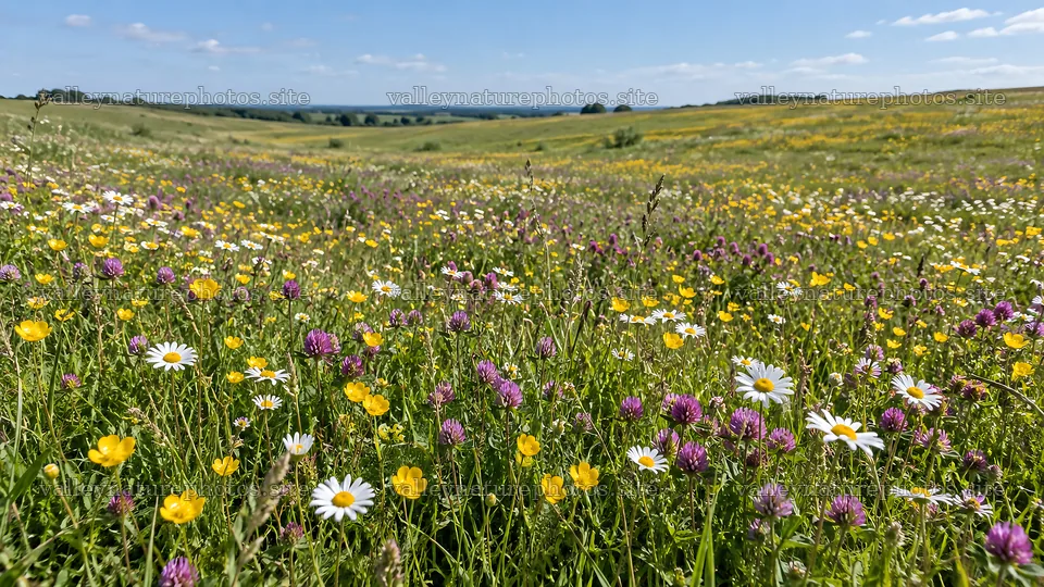 Wildflowers Across a Sunny Meadow – nature photography 10324x5812