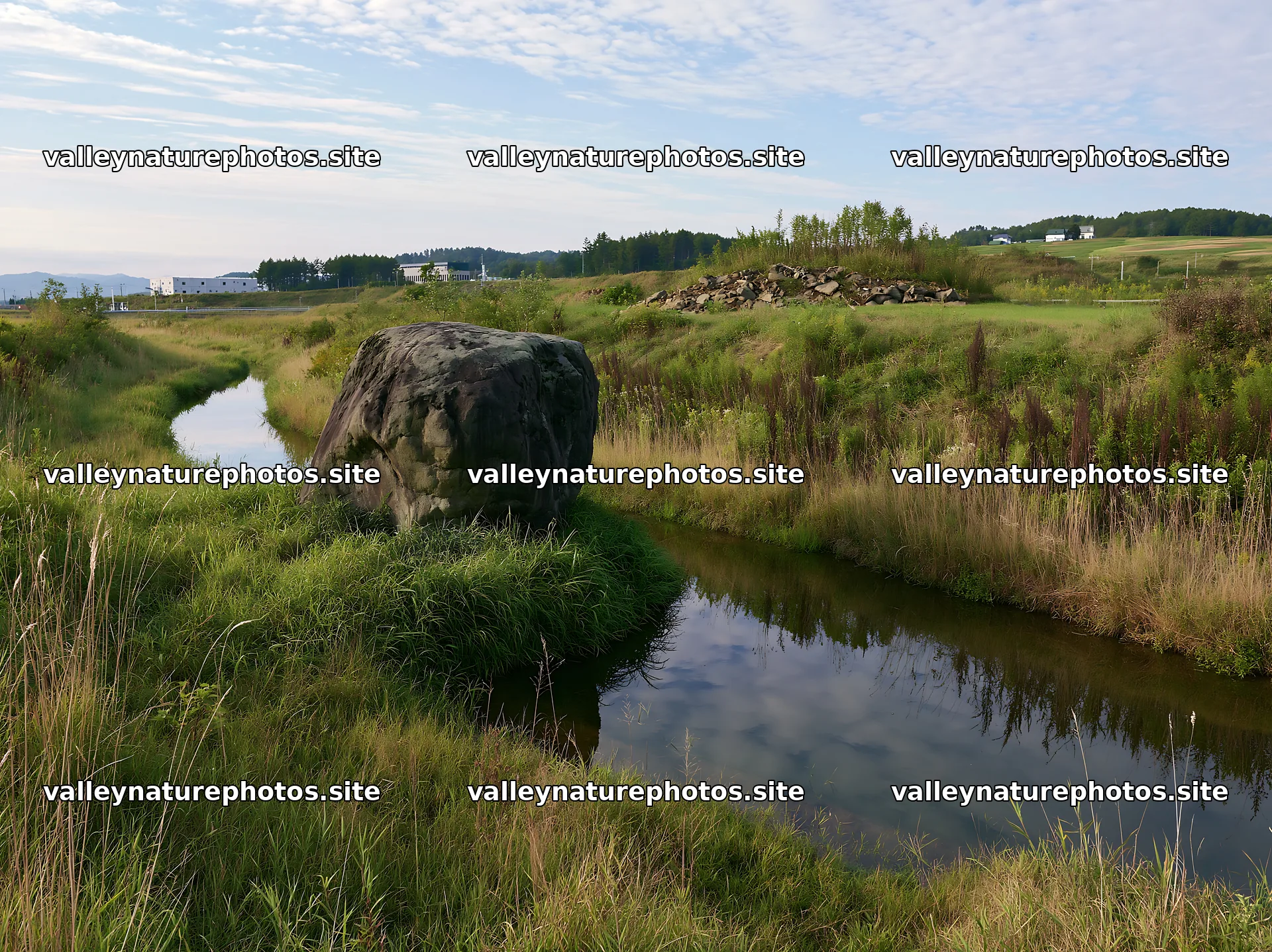 Aomori climate resilient meadow with boulder – nature photography 9174x6866