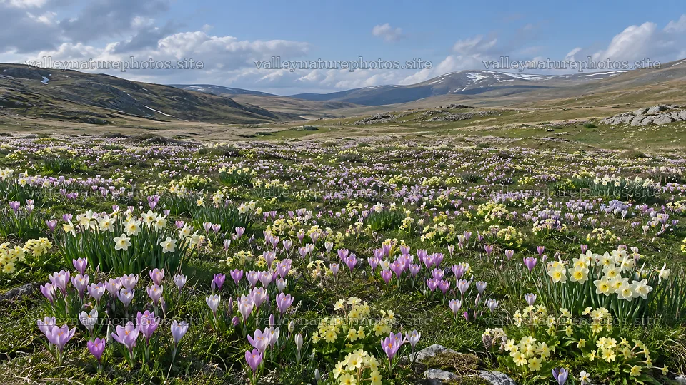 Spring Bulbs Across a Mountain Meadow – nature photography 10324x5812