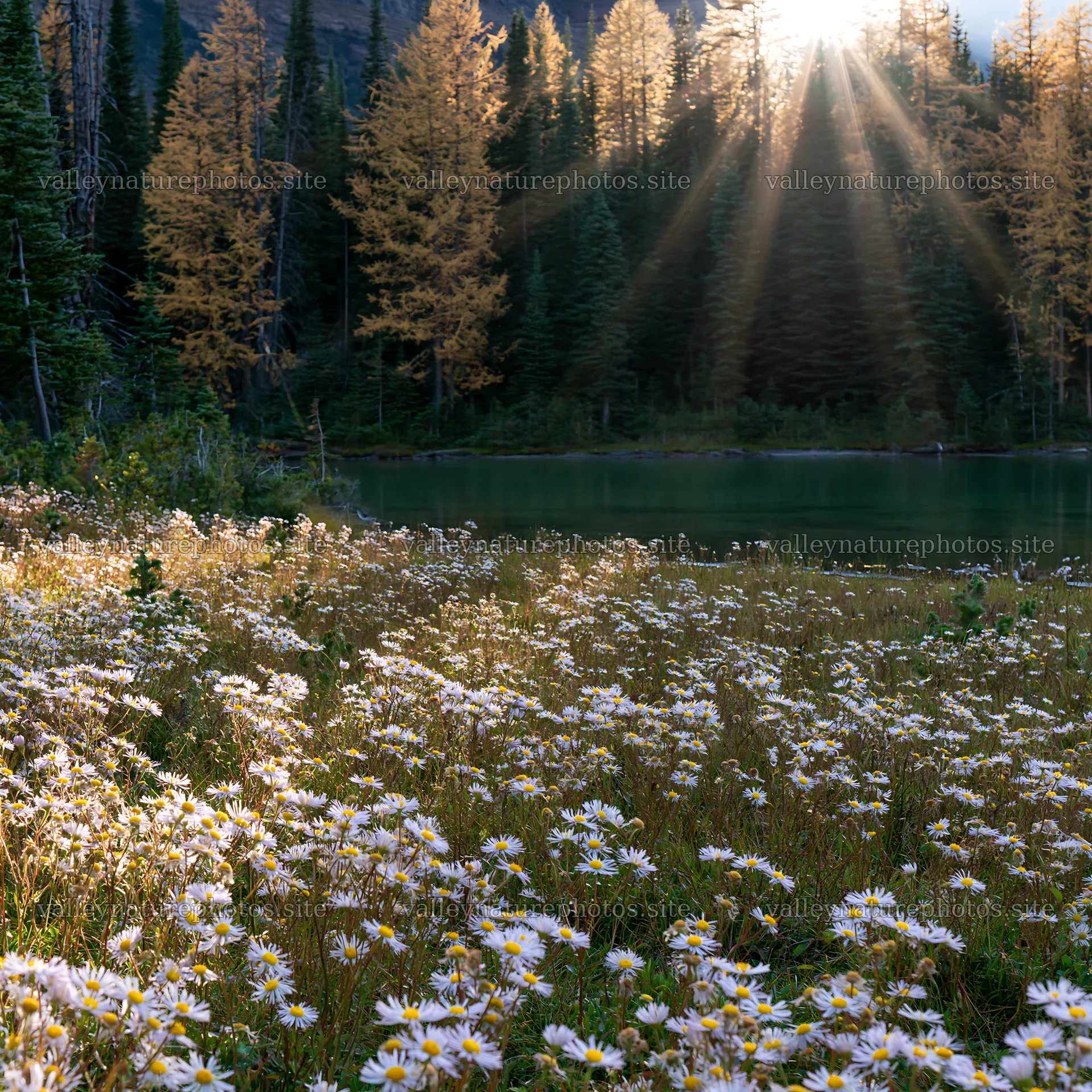 Sunshine rays over flowers at Sunshine Meadows Banff – nature photography 7938x7938