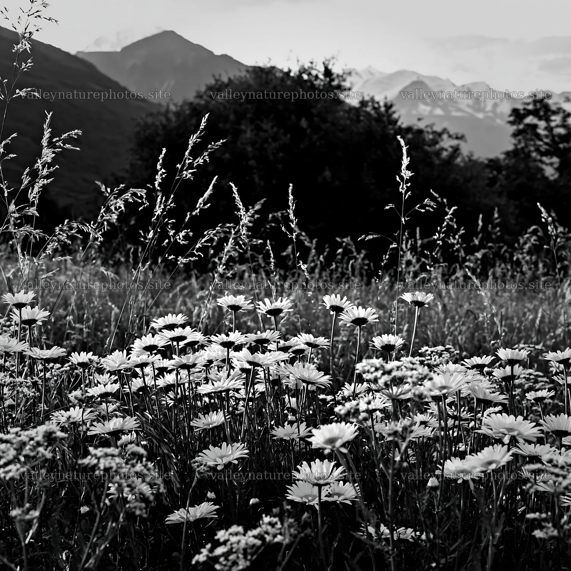 Twilight meadow filled with yarrow and wildflowers – nature photography 7938x7938