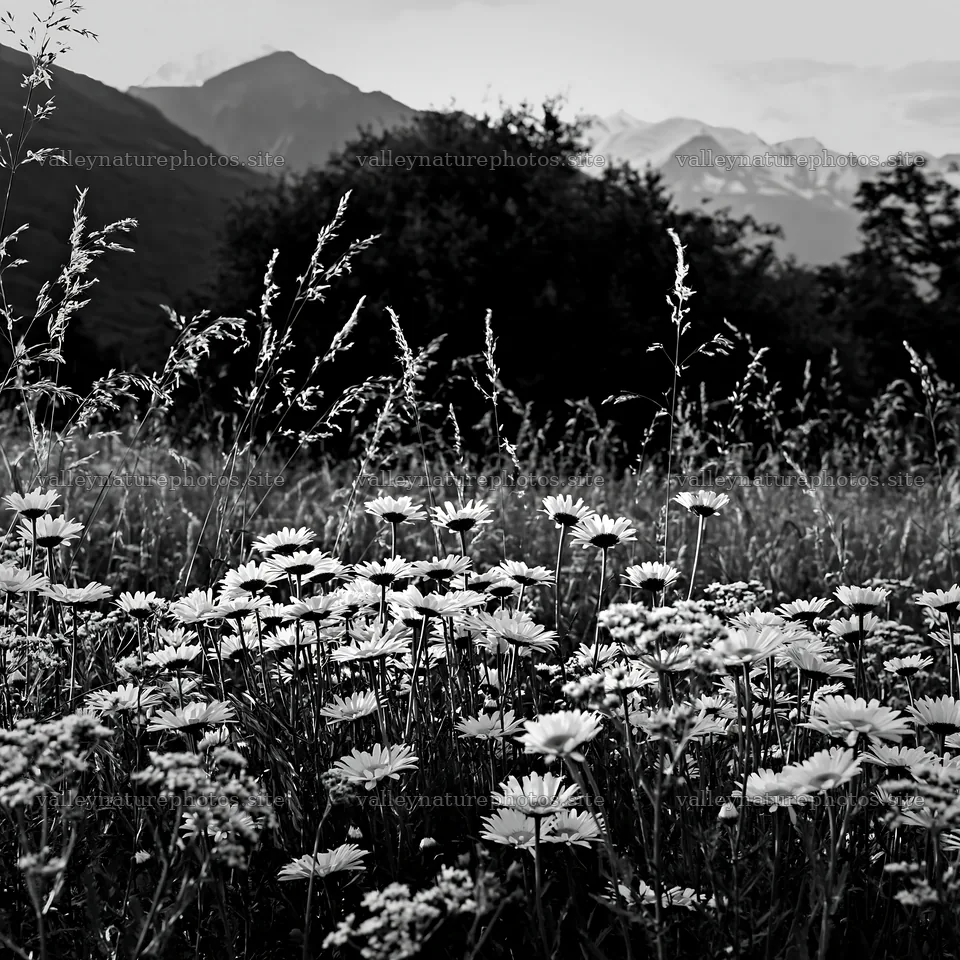 Twilight meadow filled with yarrow and wildflowers – nature photography 7938x7938