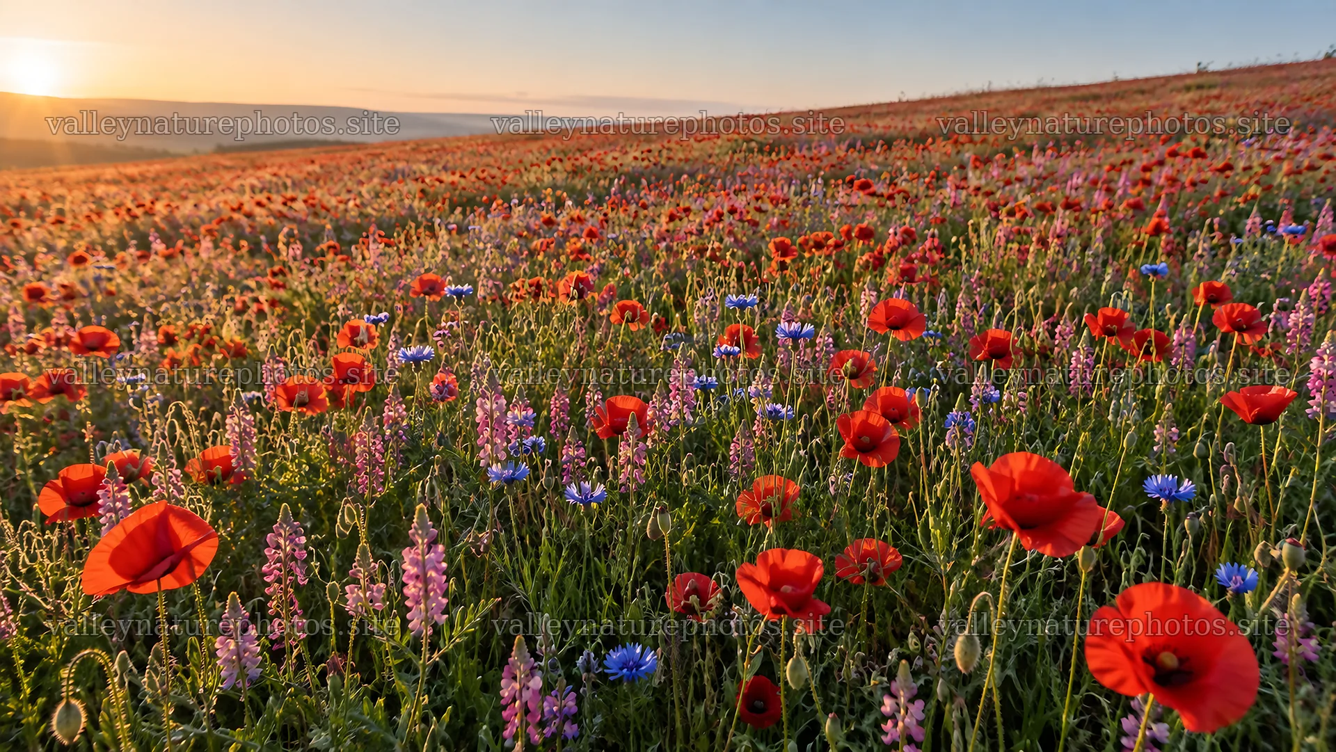 Colorful Wildflower Meadow at Sunset – nature photography 10324x5812