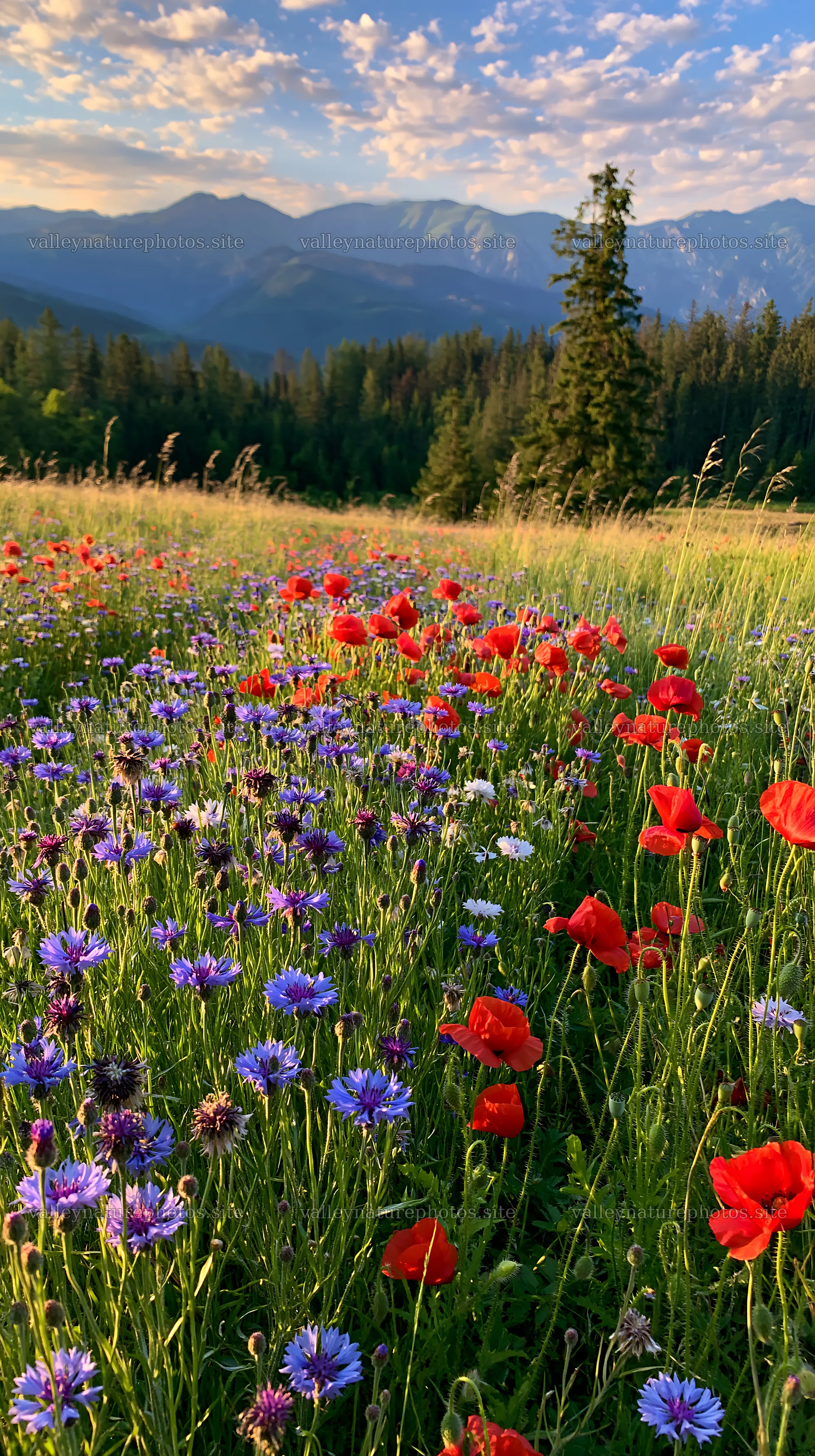 Vast meadow with wildflowers in Tatra Mountains during summer – nature photography 5938x10608
