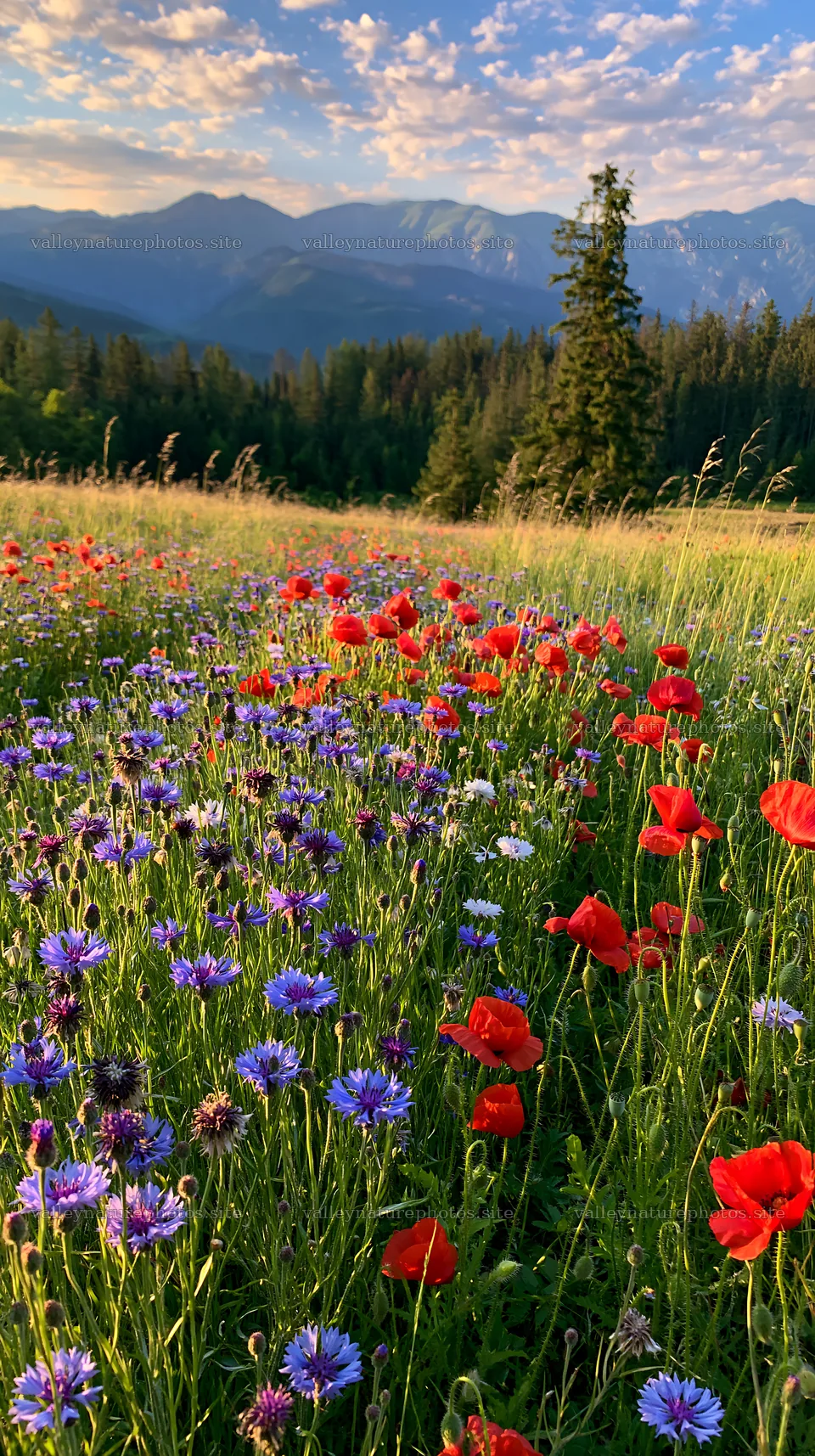Vast meadow with wildflowers in Tatra Mountains during summer – nature photography 5938x10608