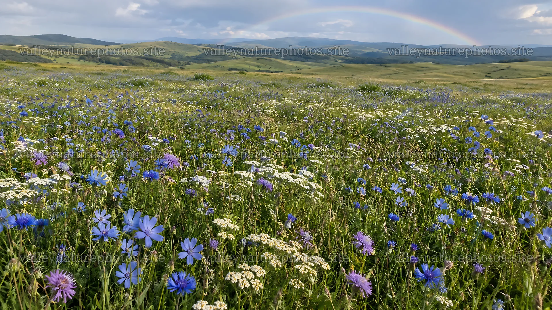 Wildflower Meadow Beneath a Rainbow – nature photography 10324x5812