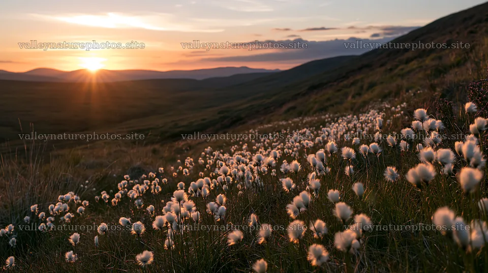 Cottongrass meadow glow during sunset – nature photography 10608x5938