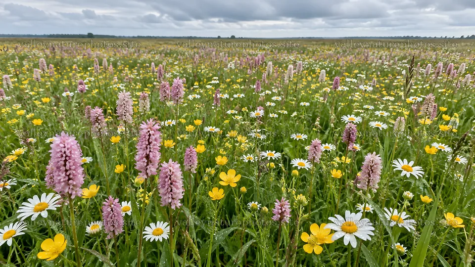 Cloudy Sky Over a Colorful Wildflower Meadow – nature photography 10324x5812