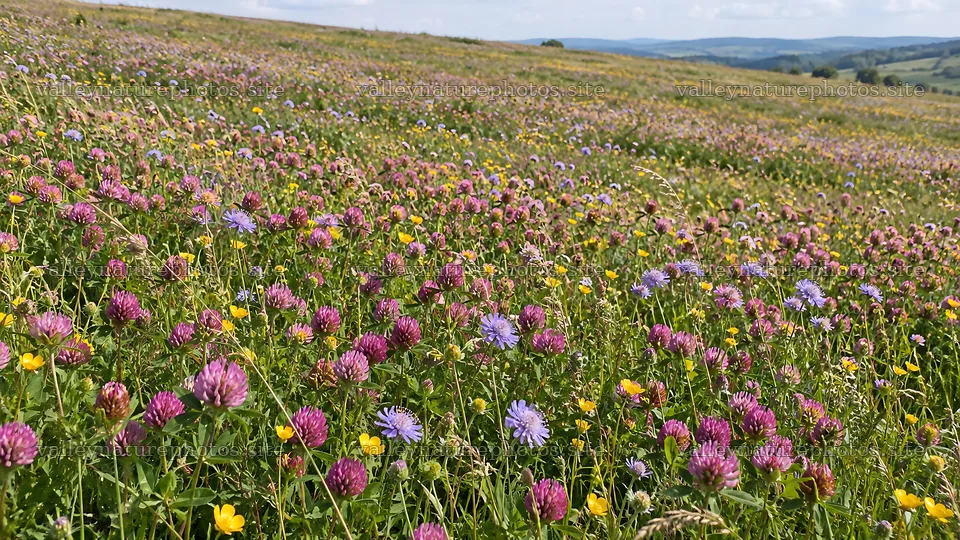 Colorful Wildflower Meadow Across Rolling Hills – nature photography 10324x5812