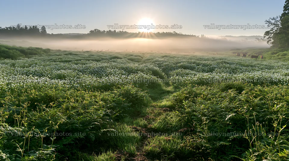 Summer meadow in Nara with ferns at sunrise – nature photography 10608x5938