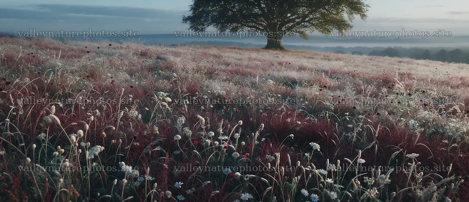 Vibrant Christmas lights in winter meadow at dawn – nature photography 12094x5210
