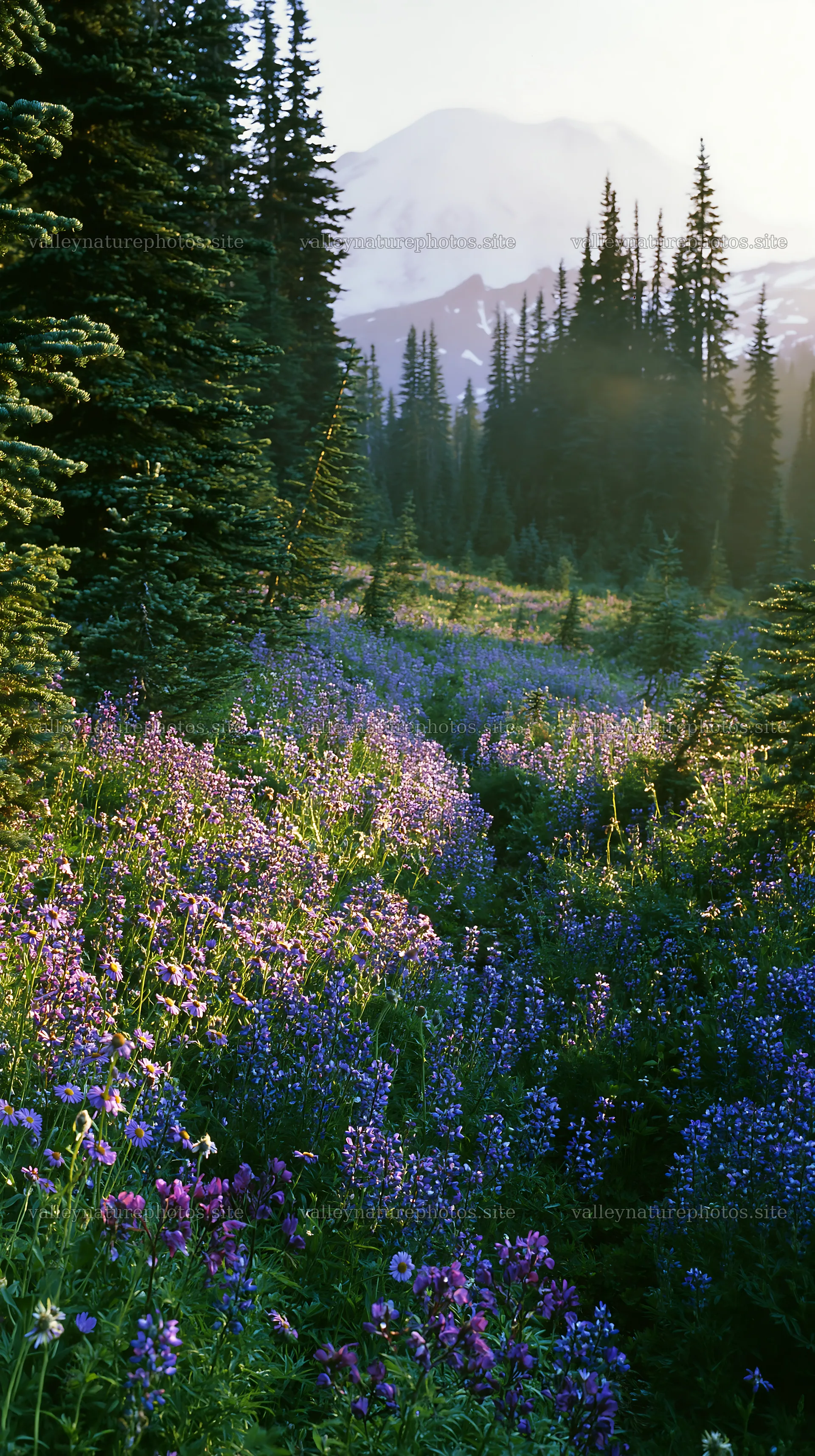 Mount Rainier wildflower meadow at sunrise – nature photography 5938x10608