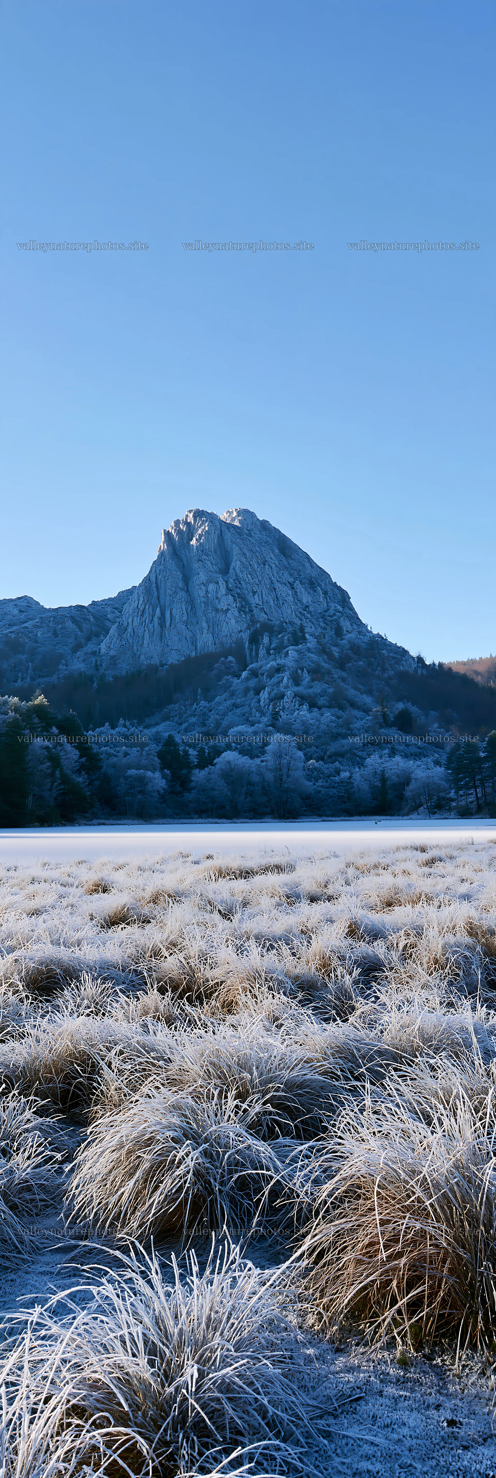 Frozen tarn meadow with mountains in the background – nature photography 4602x13690
