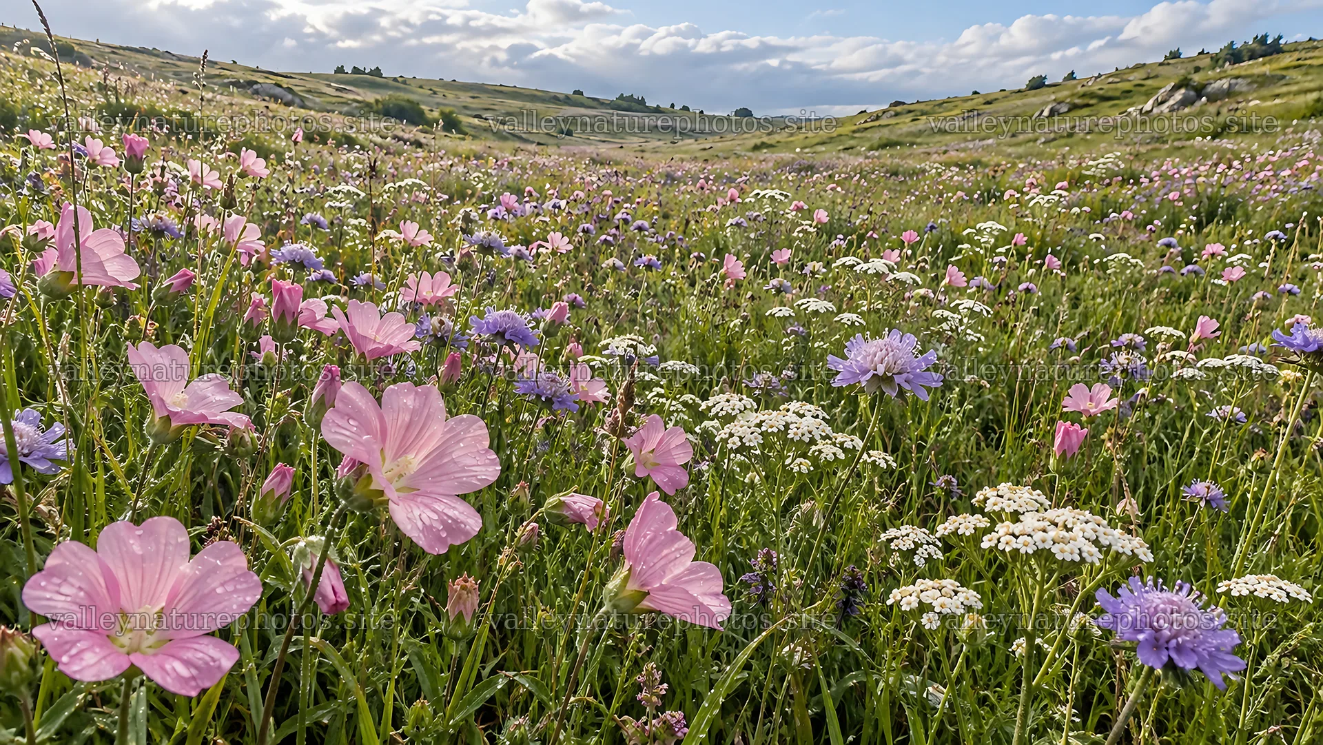 Wildflowers in a Rolling Hillside Meadow – nature photography 10324x5812