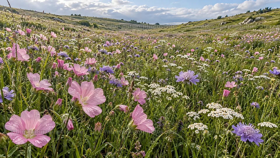 Wildflowers in a Rolling Hillside Meadow – nature photography 10324x5812