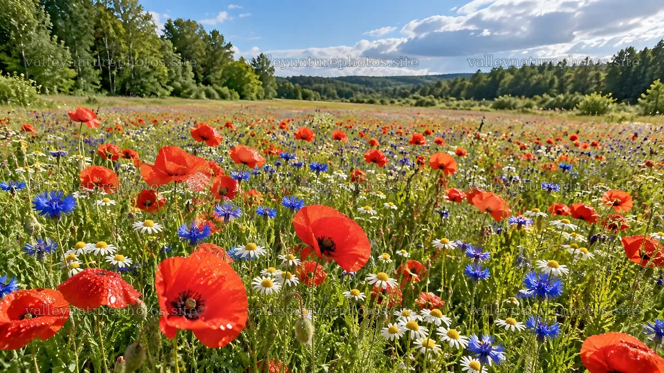 Wildflowers in a Forest Clearing – nature photography 10324x5812