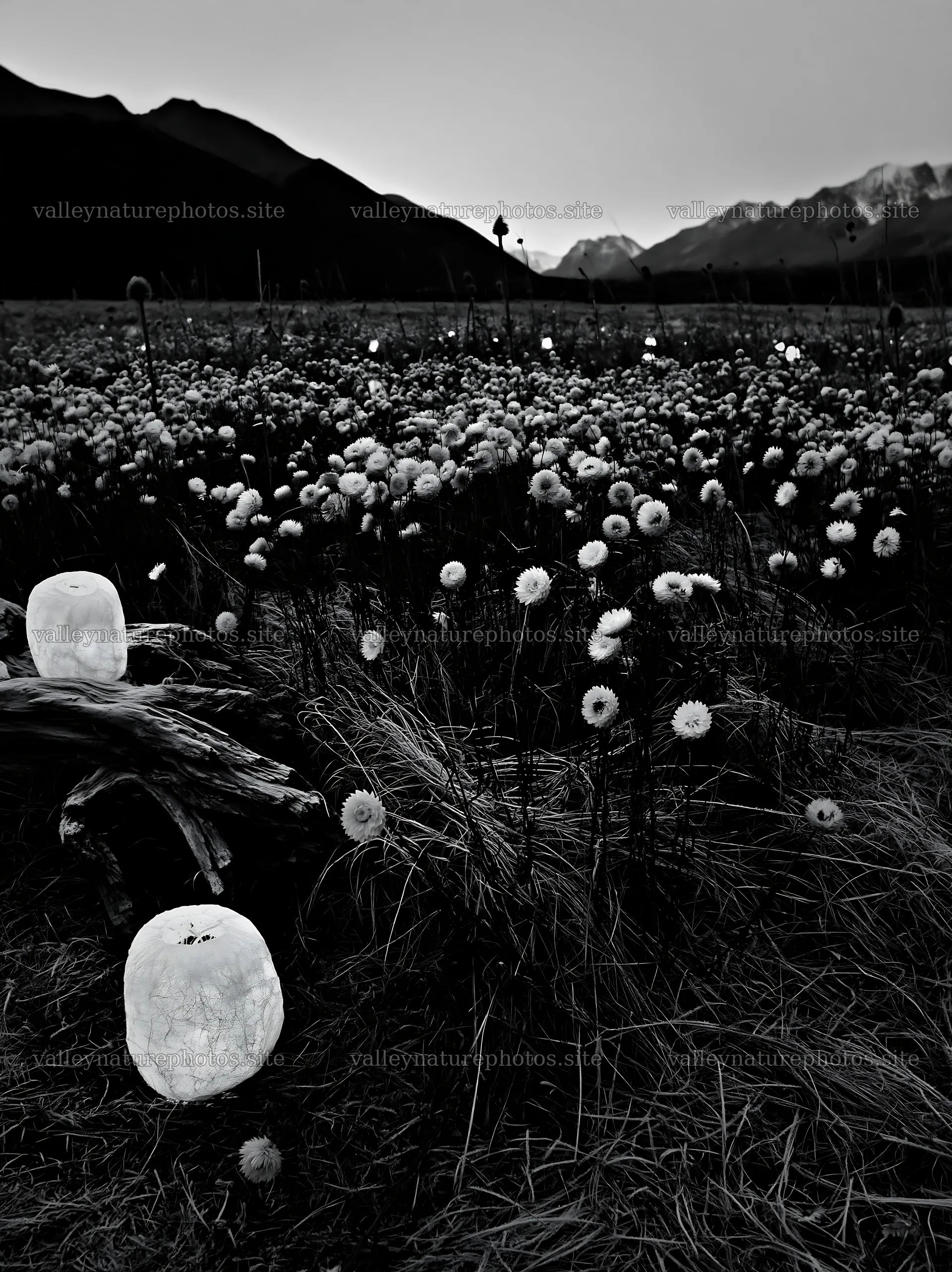 Frost covered meadow with lanterns in winter landscape – nature photography 6866x9174