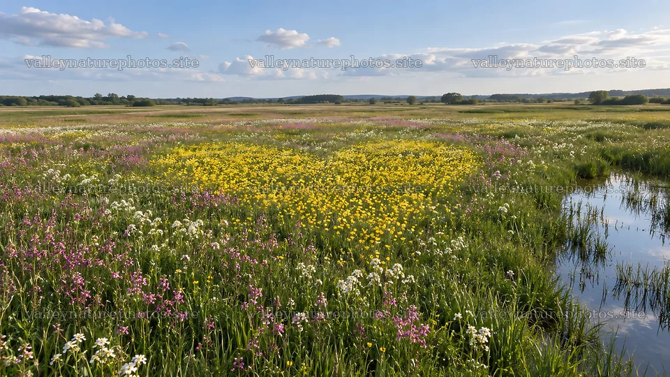 Heart-Shaped Yellow Flowers in a Meadow – nature photography 10324x5812