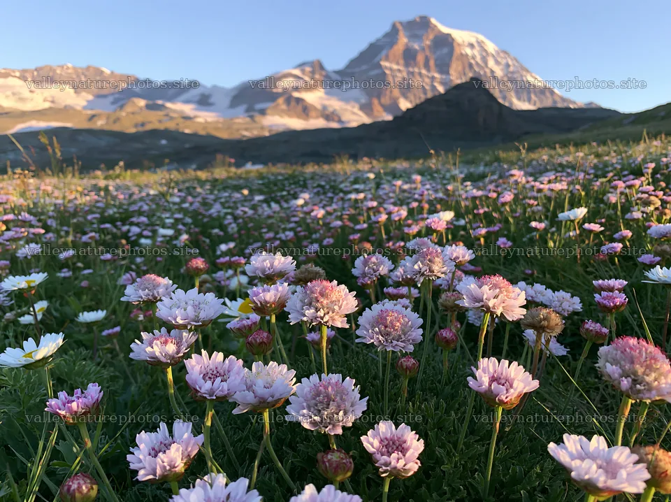 Matterhorn alpine wildflower meadow with blooming flowers – nature photography 9174x6866