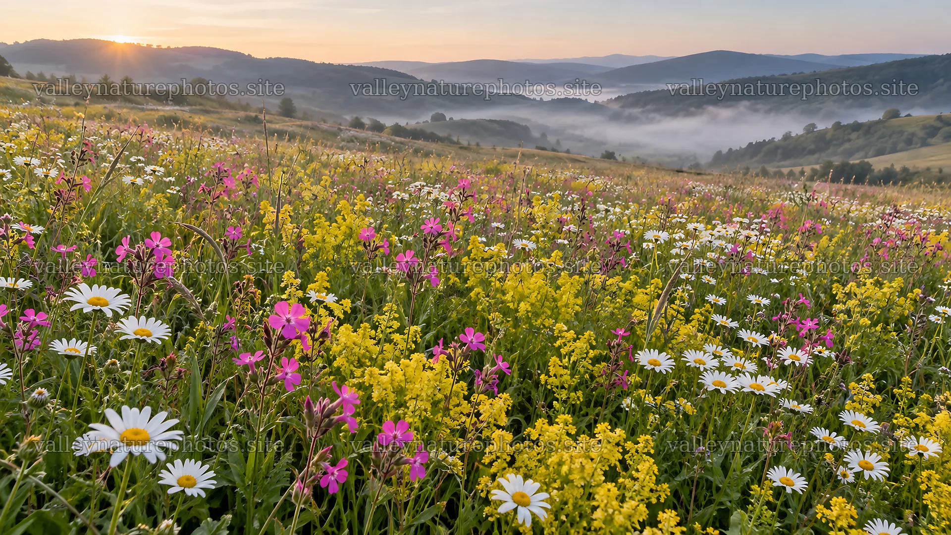 Sunrise Over a Wildflower Mountain Meadow – nature photography 10324x5812