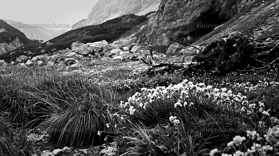Christmas wreaths in meadow near cave – nature photography 10608x5938