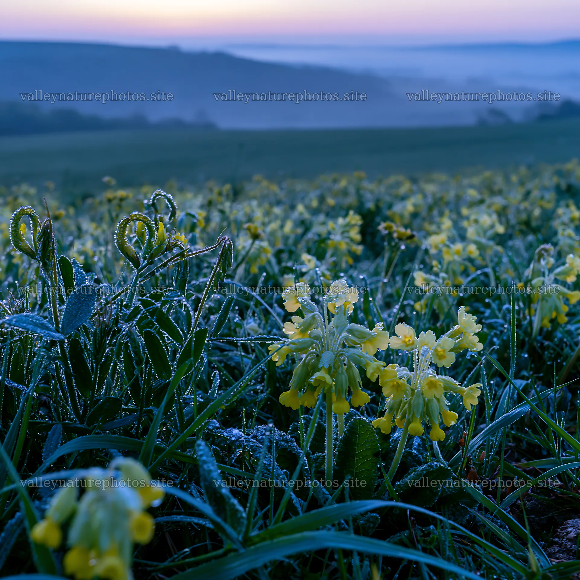 Meadow with crepuscular rays at dawn – nature photography 7938x7938