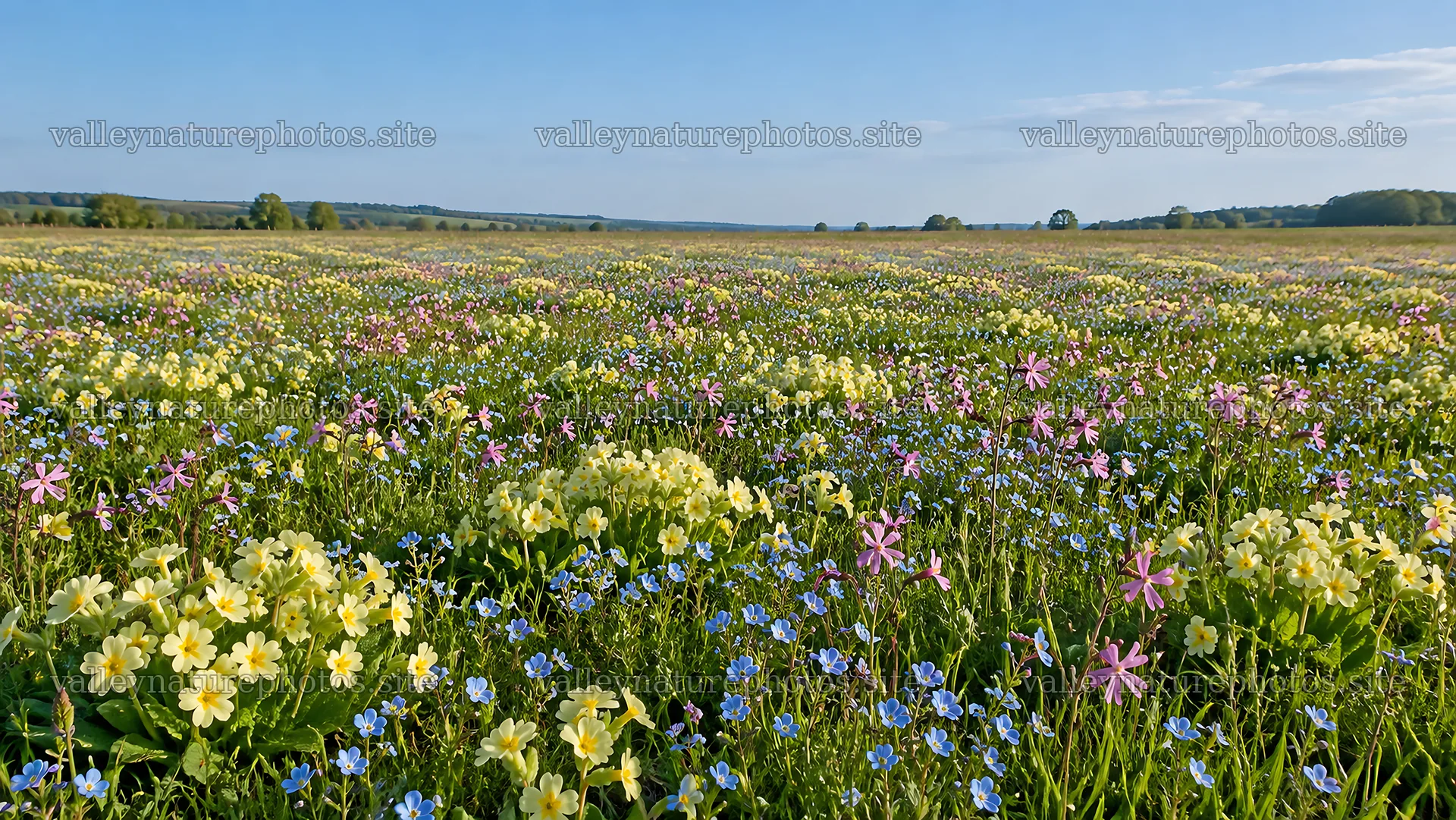 Colorful Wildflowers Across a Sunlit Meadow – nature photography 10324x5812
