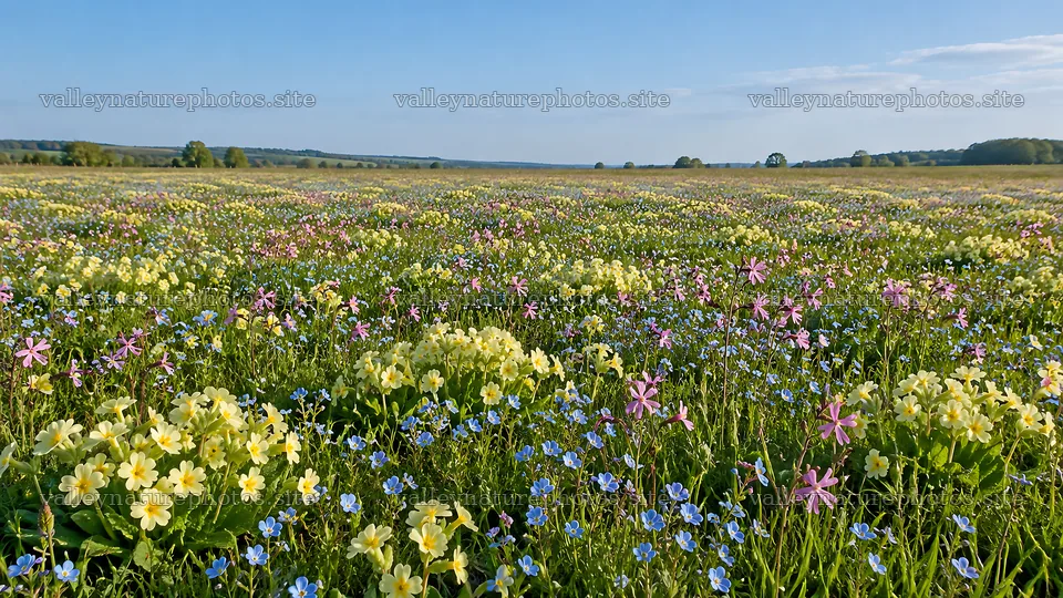 Colorful Wildflowers Across a Sunlit Meadow – nature photography 10324x5812
