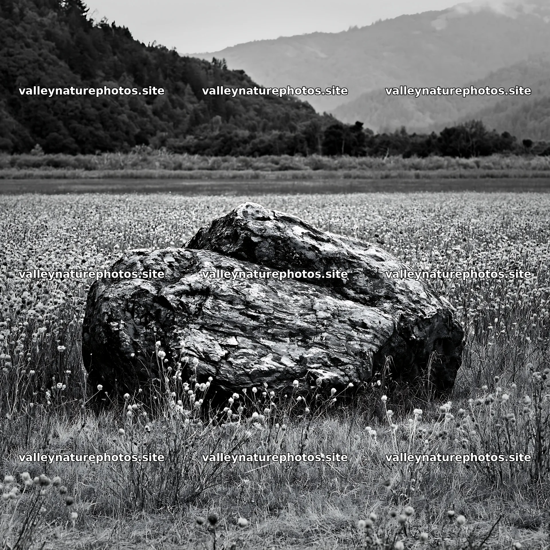 Nagano drought resilient meadow granite boulder – nature photography 7938x7938