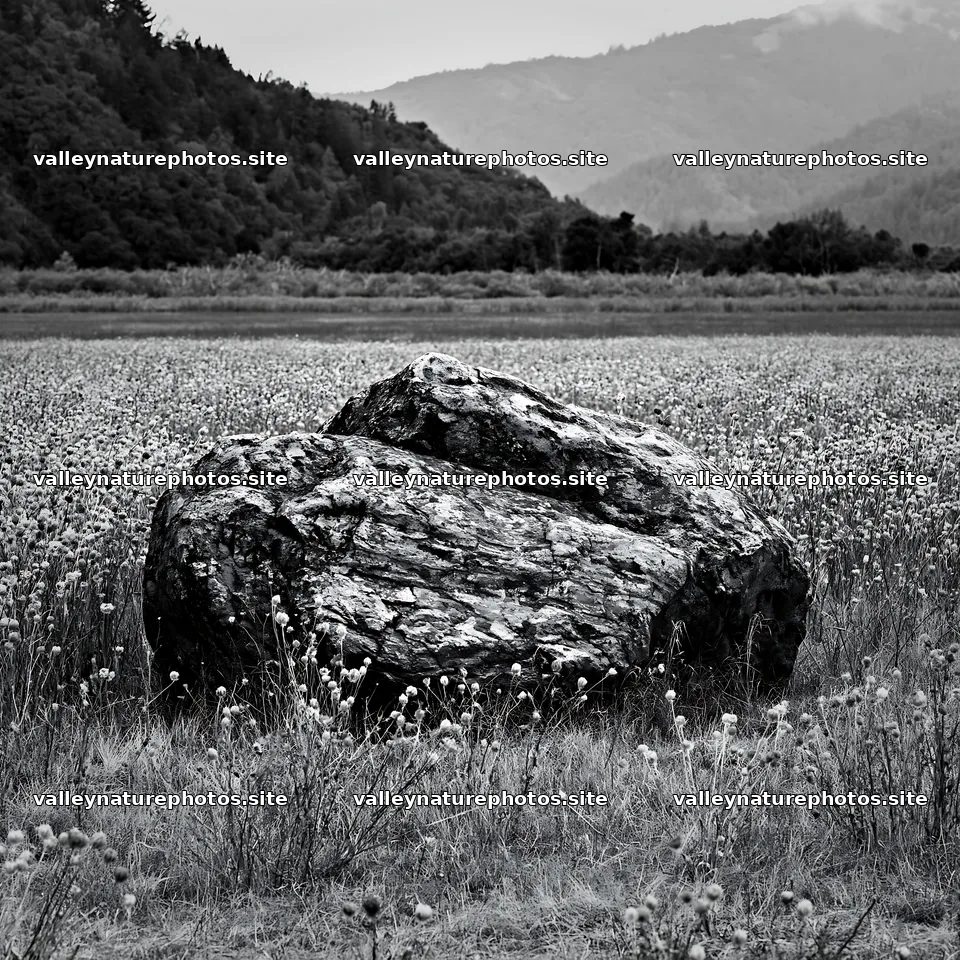 Nagano drought resilient meadow granite boulder – nature photography 7938x7938