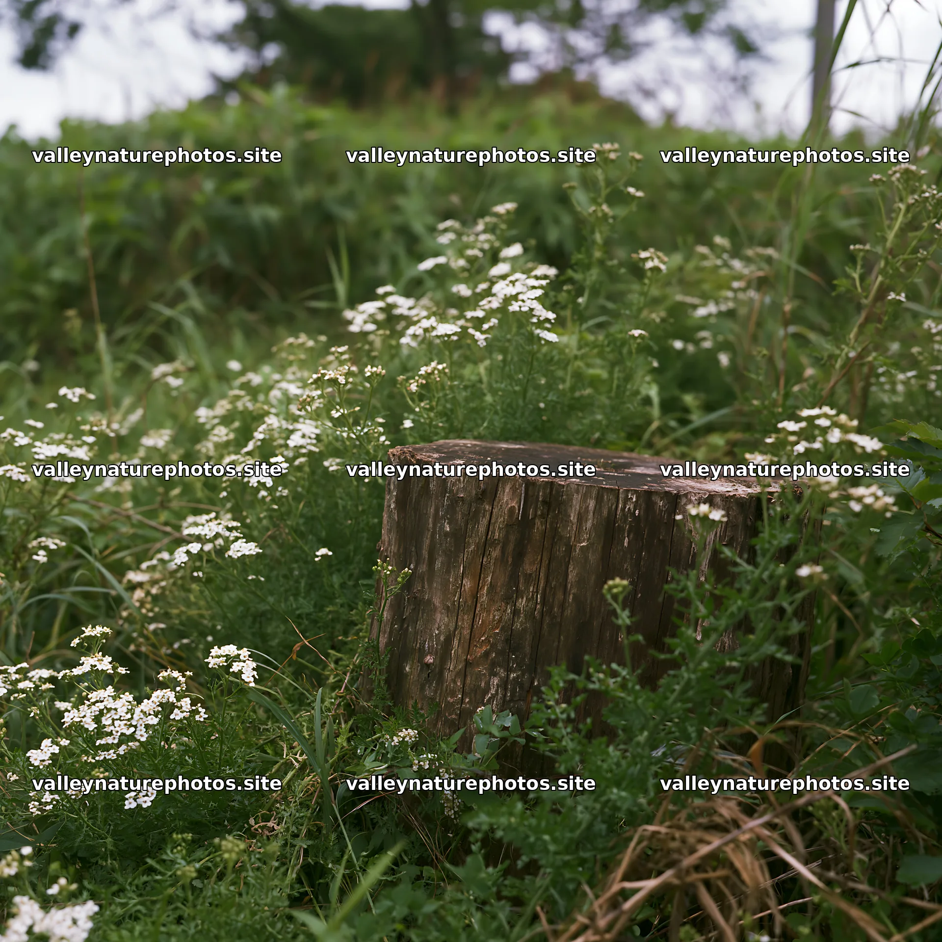Fukushima native meadow with weathered stump – nature photography 7938x7938