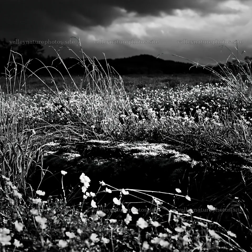 Gifu low carbon meadow mossy log among wildflowers – nature photography 7938x7938