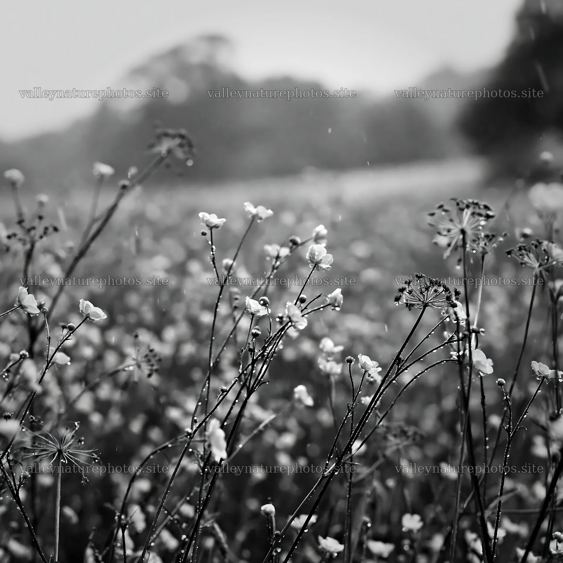 Buttercup meadow with flowers in black and white – nature photography 7938x7938