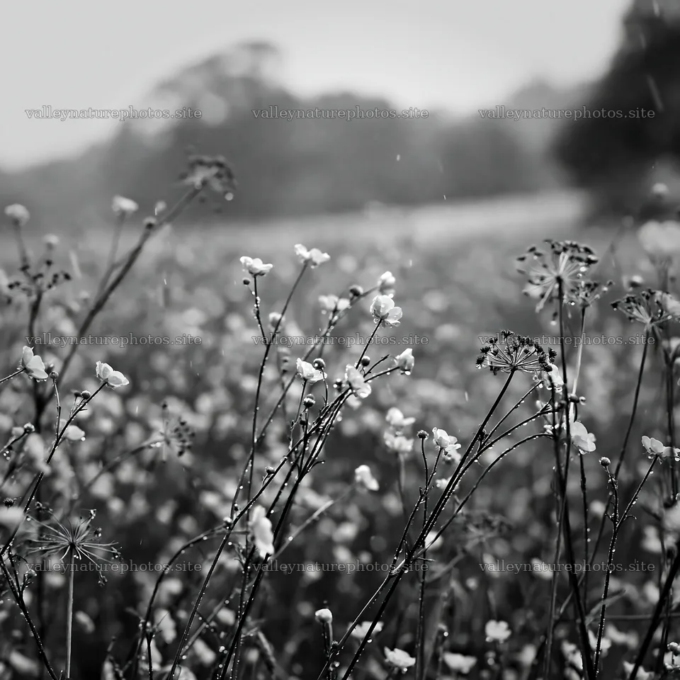 Buttercup meadow with flowers in black and white – nature photography 7938x7938