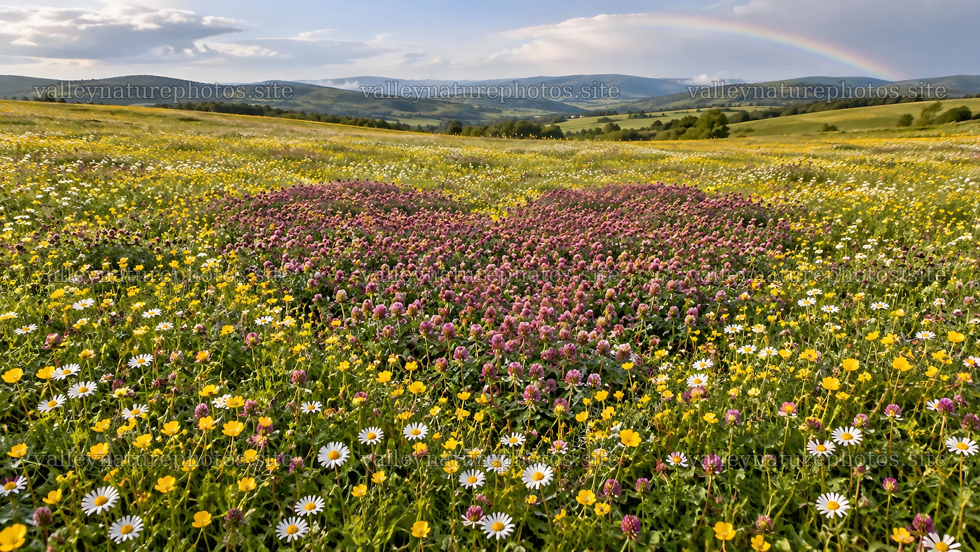 Heart-Shaped Wildflower Patch in a Meadow – nature photography 10324x5812