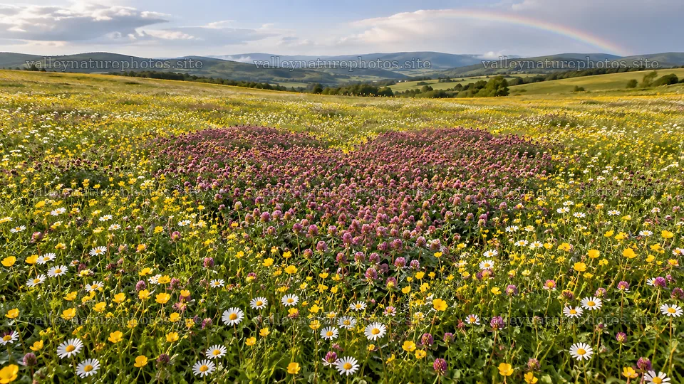 Heart-Shaped Wildflower Patch in a Meadow – nature photography 10324x5812